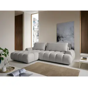 VENTE-UNIQUE Canapé D'Angle Gauche Convertible En Tissu Chenille Gris Clair Farneta pas cher