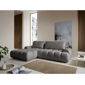 VENTE-UNIQUE Canapé D'Angle Gauche Convertible En Tissu Chenille Gris Farneta pas cher