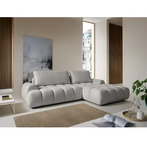 VENTE-UNIQUE Canapé D'Angle Droit Convertible En Tissu Chenille Gris Clair  Farneta pas cher