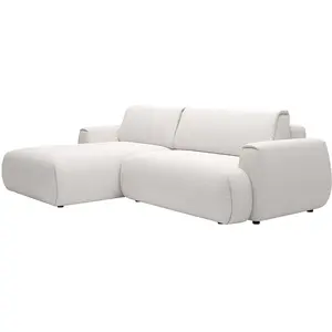 VENTE-UNIQUE Canapé D'Angle Gauche Convertible En Tissu Chenille Blanc Ivoire Monelia pas cher