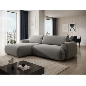 VENTE-UNIQUE Canapé D'Angle Gauche Convertible En Tissu Chenille Gris Monelia pas cher