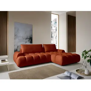 VENTE-UNIQUE Canapé D'Angle Droit Convertible En Tissu Chenille Terracotta Farneta pas cher