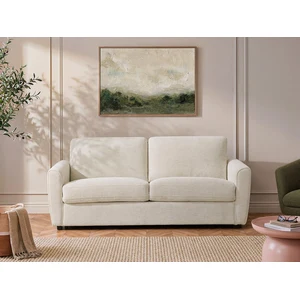 Vente-unique.com Canapé 3 places convertible express en tissu chenille beige - Couchage 140 cm - Matelas 12 cm SCOTIMI pas cher