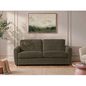 Vente-unique.com Canapé 3 places convertible express en tissu chenille taupe - Couchage 140 cm - Matelas 12 cm SCOTIMI pas cher