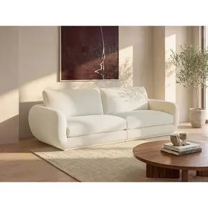 Vente-unique.com Canap © 4 places en tissu blanc cass © SIDORIO pas cher