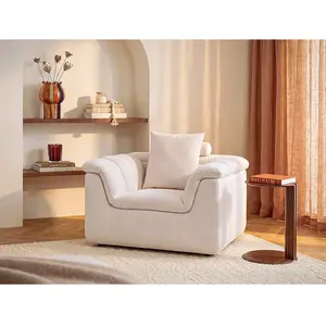 Vente-unique.com Fauteuil en tissu blanc cassé CAZOCHA pas cher