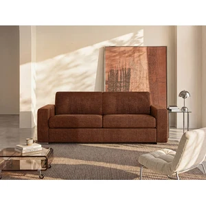 Vente-unique.com Canapé 4 places convertible express en tissu terracotta - Matelas 22 cm avec mémoire de forme CALITO pas cher