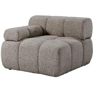 Vente-unique.com Fauteuil d'angle gauche en tissu chiné taupe FACIVIL pas cher