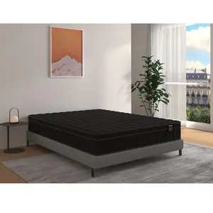 Vente-unique.com Matelas 160 x 200 cm hybride ressorts ensachés 7 zones, gel à mémoire de forme et coutil noir ép.25cm - TOLCA de YSMÉE pas cher