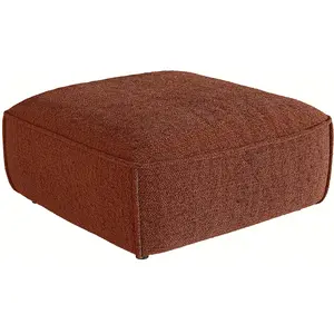 Vente-unique.com Pouf en tissu chenille terracotta CAMILIO de Maison Céphy pas cher