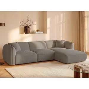 Vente-unique.com Canapé d'angle droit convertible en tissu chenille taupe CAMILIO de Maison Céphy pas cher