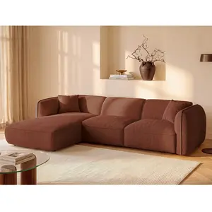 Vente-unique.com Canapé d'angle gauche convertible en tissu chenille terracotta CAMILIO de Maison Céphy pas cher