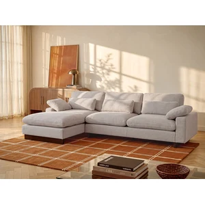 Vente-unique.com Canapé d'angle gauche en tissu texturé taupe MABONO pas cher