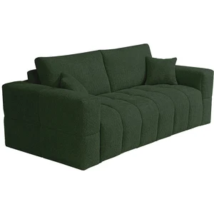 Vente-unique.com Canapé 4 places convertible express en tissu bouclette vert - Couchage 160 cm - Matelas 20 cm ISSORO pas cher