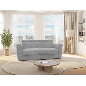 Vente-Unique Canapé 4 places convertible express en tissu texturé gris clair - Couchage 160 cm - Matelas 18 cm - RIZORA pas cher