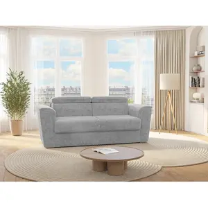 Vente-Unique Canapé 4 places convertible express en tissu texturé gris clair - Couchage à lattes larges 160 cm - Matelas 22 cm avec mémoire de forme - RIZORA pas cher