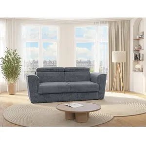 Vente-Unique Canapé 4 places convertible express en tissu texturé gris anthracite - Couchage 160 cm - Matelas 14 cm - RIZORA pas cher