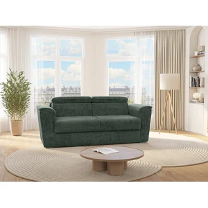 Vente-Unique Canapé 4 places convertible express en tissu texturé vert - Couchage 160 cm - Matelas 22 cm avec mémoire de forme - RIZORA pas cher