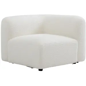 Vente-unique.com Fauteuil d'angle en tissu bouclette blanc cassé DANEPI pas cher