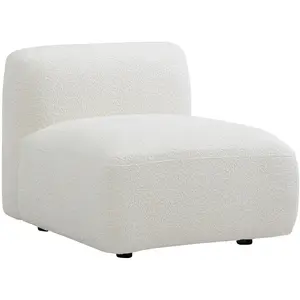 Vente-unique.com Fauteuil en tissu bouclette blanc cassé DANEPI pas cher
