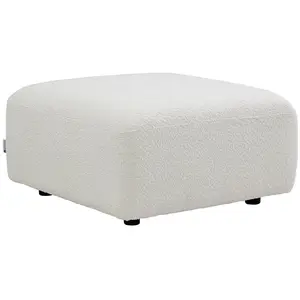 Vente-unique.com Pouf en tissu bouclette blanc cassé DANEPI pas cher