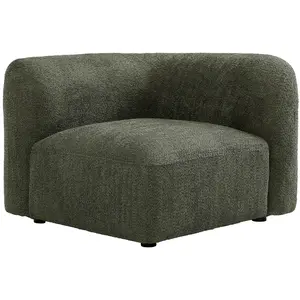 Vente-unique.com Fauteuil d'angle en tissu bouclette vert DANEPI pas cher