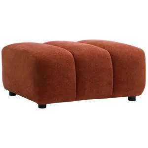Vente-unique.com Pouf en tissu texturé terracotta JUTINI pas cher