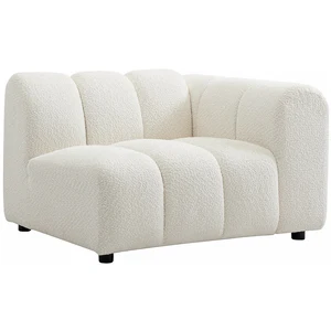 Vente-unique.com Fauteuil d'angle droit en tissu bouclette blanc cassé JUTINI pas cher