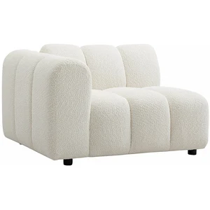 Vente-unique.com Fauteuil d'angle gauche en tissu bouclette blanc cassé JUTINI pas cher