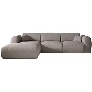 Vente-unique.com Grand canapé d'angle gauche en tissu gris POGNI de Maison Céphy pas cher