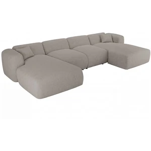Vente-unique.com Grand canapé d'angle panoramique en tissu gris POGNI de Maison Céphy pas cher
