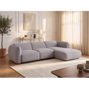 Vente-unique.com Canapé d'angle droit en tissu chenille gris clair CAMILIO de Maison Céphy pas cher