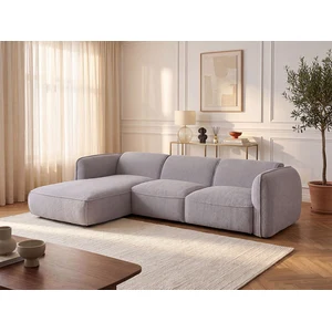 Vente-unique.com Canapé d'angle gauche en tissu chenille gris clair CAMILIO de Maison Céphy pas cher