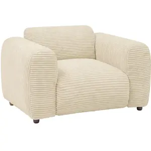 Vente-unique.com Fauteuil en velours côtelé beige POGNI de Maison Céphy pas cher