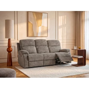 Vente-unique.com Canapé 3 places relax électrique massant en tissu chenille taupe KOCENI pas cher