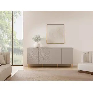 Vente-unique.com Buffet avec 4 portes - Beige et doré - RINAREL pas cher