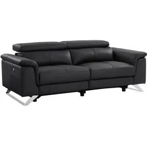 VENTE-UNIQUE Canapé 3 places relax électrique en cuir de vachette noir BREYT II pas cher