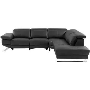 VENTE-UNIQUE Canapé d'angle droit relax électrique en cuir de vachette noir PUNO II pas cher