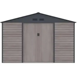 VENTE-UNIQUE Abri de jardin métal en acier galvanisé effet bois gris 13,12 m² - ADELMO