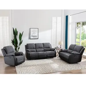 VENTE-UNIQUE Canapé 3 places relax en microfibre et simili gris et noir BRODY pas cher