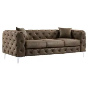 VENTE-UNIQUE Canapé 3 places chesterfield en microfibre aspect cuir vieilli EDWINA pas cher