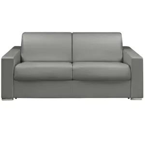 Vente-Unique Canapé 3 places convertible express en simili gris - Couchage lattes larges 140 cm - Matelas 22 cm avec mémoire de forme CALITO pas cher
