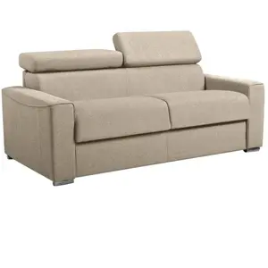 Dunlopillo Canapé 3 places convertible express en tissu beige - couchage 140 cm - Matelas 22 cm avec mémoire de forme VIZIR