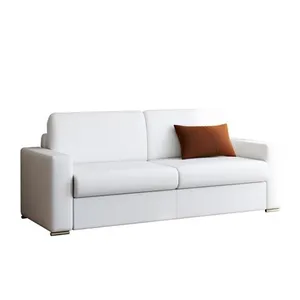 Vente-Unique Canapé 4 places convertible express en simili blanc - Couchage lattes larges 160 cm - Matelas 22 cm avec mémoire de forme CALITO pas cher