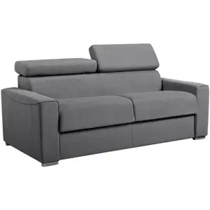 Comparateur de prix : VENTE-UNIQUE Canapé 3 places convertible express en tissu VIZIR - Gris - Couchage lattes larges 140 cm - Matelas 22 cm avec mémoire de forme DUNL
