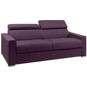 Comparateur de prix : Vente-Unique Canapé 4 places convertible express en tissu violet - couchage lattes larges 160 cm - Matelas 22 cm avec mémoire de forme VIZIR