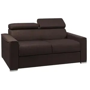Comparateur de prix : VENTE-UNIQUE Canapé 3 places convertible express en tissu VIZIR - Marron - Couchage lattes larges 140 cm - Matelas 22 cm avec mémoire de forme DU