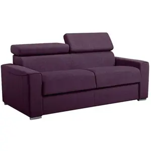 Vente-Unique Canapé 3 places convertible express en tissu violet - couchage lattes larges 140 cm - Matelas 22 cm avec mémoire de forme VIZIR pas cher