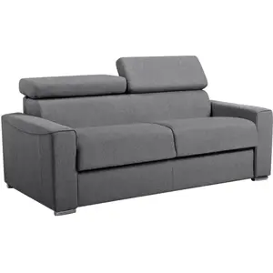 Comparateur de prix : VENTE-UNIQUE Canapé 3 places convertible express en tissu VIZIR - Gris - Couchage 140 cm - Matelas 22 cm avec mémoire de forme DUNLOPILLO