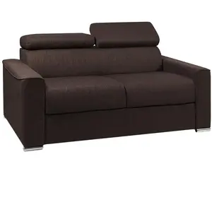 Comparateur de prix : VENTE-UNIQUE Canapé 3 places convertible express en tissu VIZIR - Marron - Couchage 140 cm - Matelas 22 cm avec mémoire de forme DUNLOPILLO